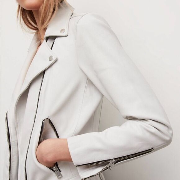 Allsaints Neko Leather Biker Jacket White size 4 - Picture 5 of 12